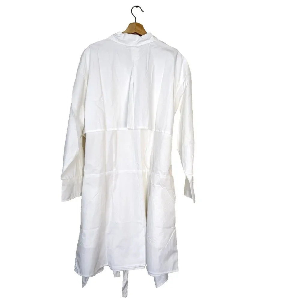 KBB by KAHLANA 'The Wrap Apron Shirt Dress' Women Size 2X White 100% Cotton NWT - Picture 4 of 9